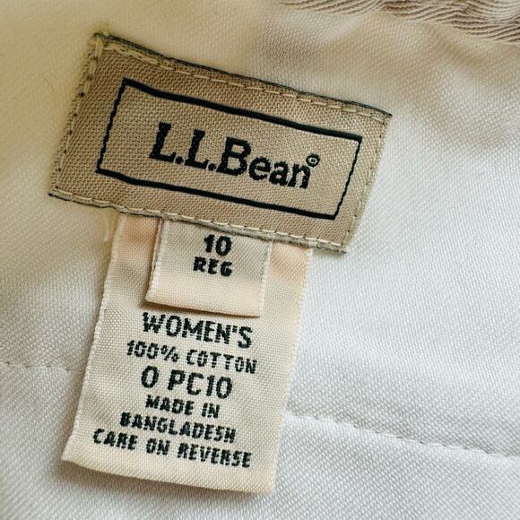 L.L. Bean Womens Khaki Cotton Classic Fit Curvy Pleated Front Chino Shorts Sz 10 - Picture 5 of 5
